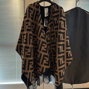 Fendi FF Reversible Cashmere Cape Shawl